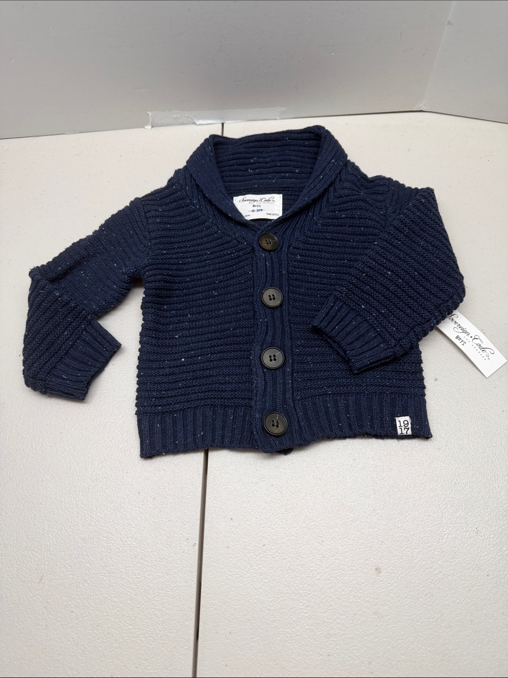 Sovereign Code Navy Shawl Collar Cardigan for Kids. NWT